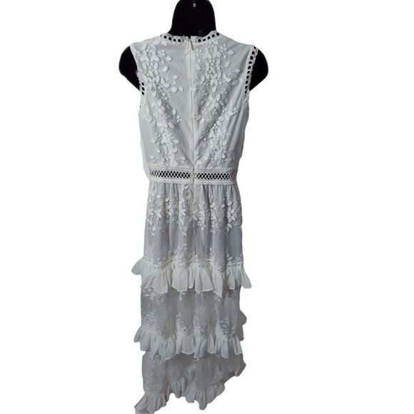 AQUA Embroidered Flounce Lace Sheer Maxi - Picture 7 of 9